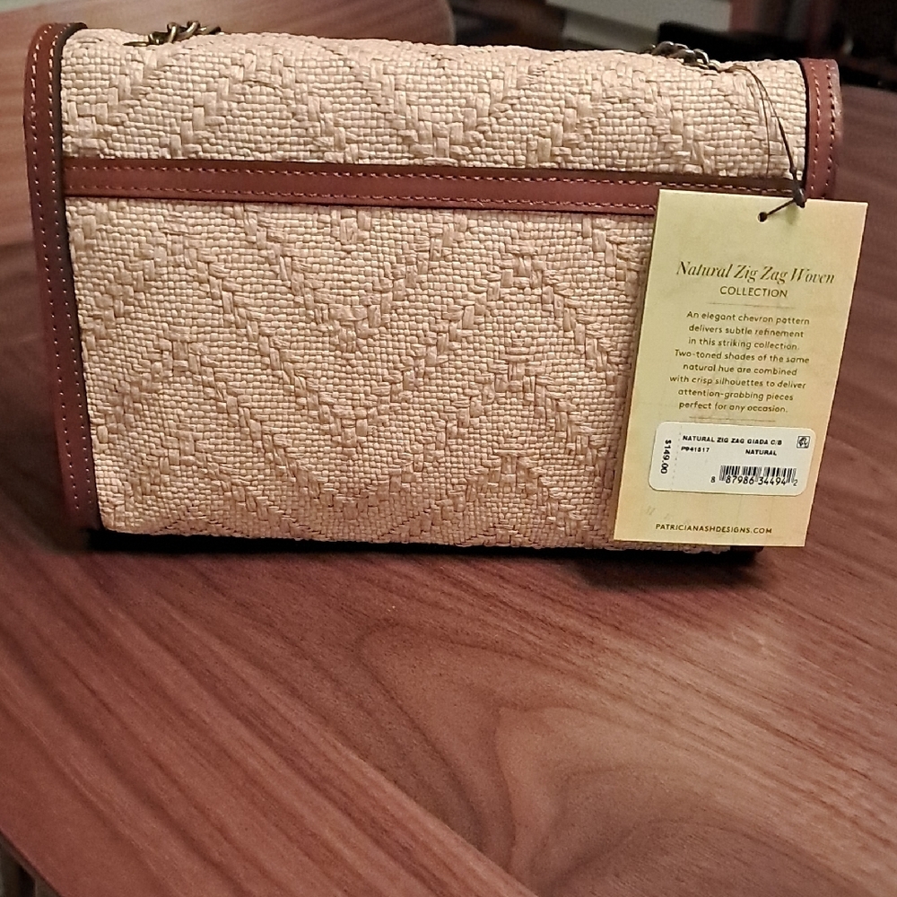 Patricia Nash Giada Natural Zig Zag Crossbody Bag - Picture 2 of 6